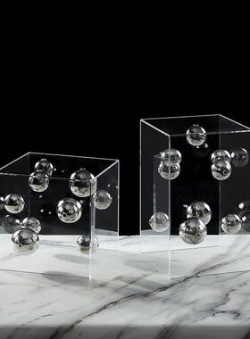现代简约欧式轻奢亚克力罩子星球摆件样板房售楼处软装饰品摆设