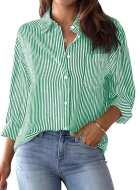 1 striped casual women's shirt, loose and comfortable fit,
