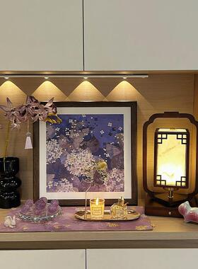 《浪漫的季节》紫色花卉客厅装饰画抽象小众方形壁画入户玄关挂画