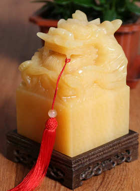 摆件办公批发送礼印章盘龙 摆件米厂黄玉玉玺  龙头价