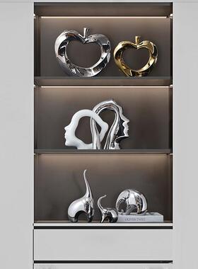 简约现代酒柜装饰品轻奢电镀陶瓷大象家居客厅玄关电视柜桌面摆件