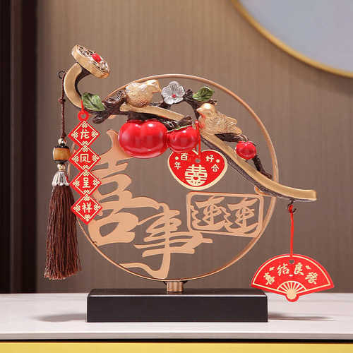 结婚酒柜事事如意摆件电视柜客厅玄关乔迁礼品柿子新居装饰品 - 图0