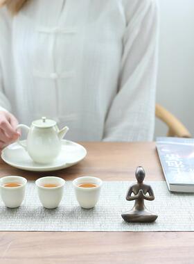 辉道 现代简约创意瑜伽少女小摆件陶瓷工艺家居抽象人物开业礼品