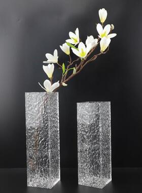 现代简约亚克力透明水波纹大口径花瓶装饰摆件客厅餐厅家居装饰品