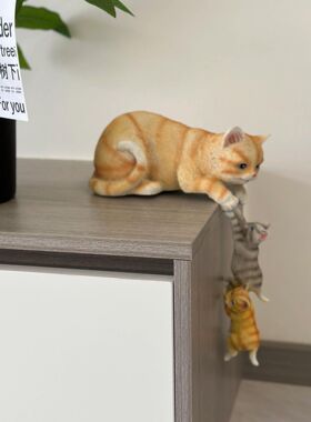 小猫摆件配饰乔迁家居饰品房间个性装饰品彷真小动物软装摆设礼物