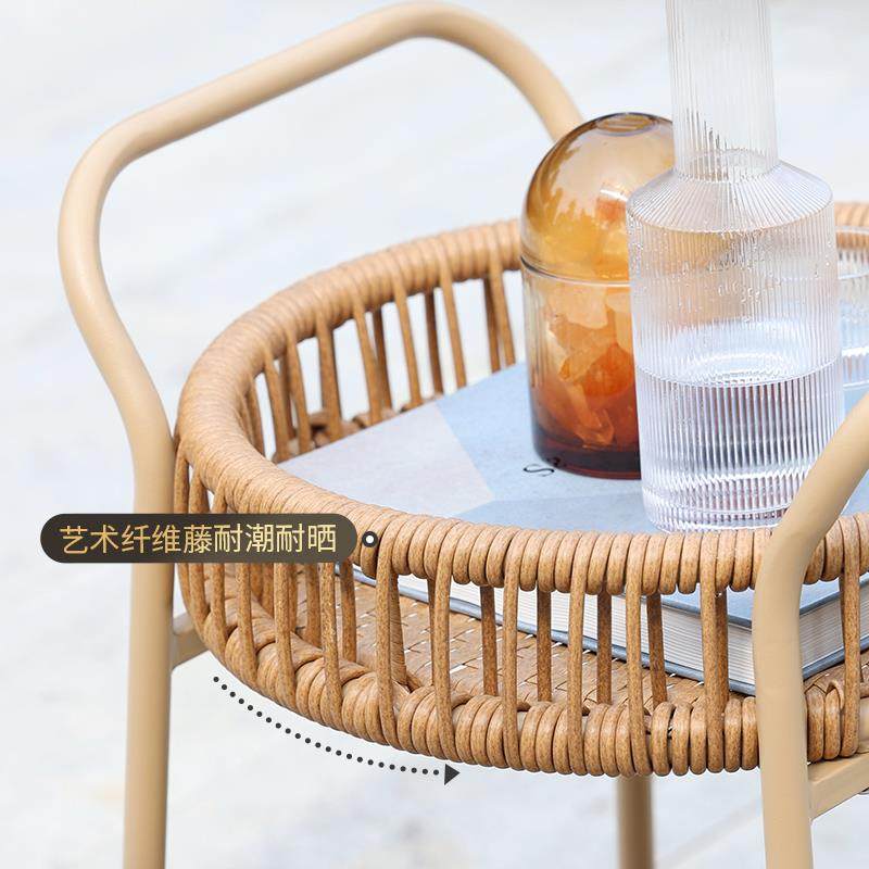 5V曼好家储物小边几户外藤编双层小推车创意收纳床边沙发角几,淘宝优惠券,粉丝福利购,淘宝优惠卷