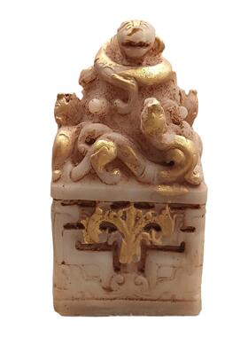 厂家古玩收藏印章树脂家居办公摆件仿寿山石龙印章摆件工艺品