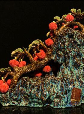 石湾公仔陶瓷满堂红摆件家居玄关客厅荔枝大号装饰品乔迁新居礼物