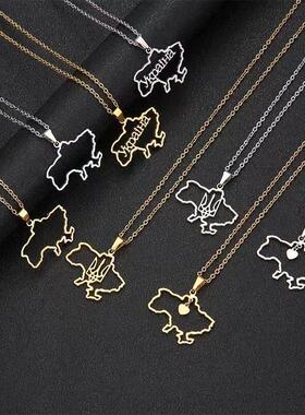 fashion ukraine map pendant necklace women girls jewelry.