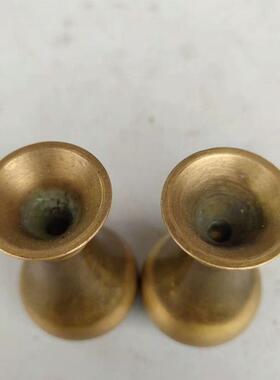 仿古做旧纯铜花瓶摆件一对 家居客厅中式装饰品古玩杂项工艺品