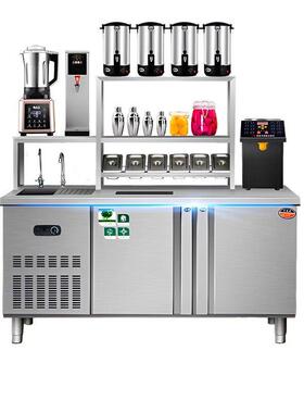 水吧台商用奶茶店设备全套水吧工作台冷藏柜不锈钢操作台奶茶机