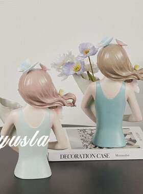 大号棒花女孩萌花瓶摆件电视柜插干花器餐厅儿童房软装饰品摆设