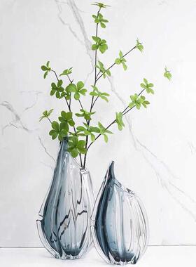 琉璃花瓶摆件客厅插花轻奢北欧风餐桌玄关高级感玻璃透明水养花器