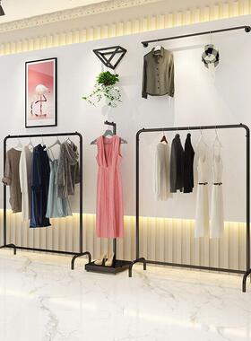 铁艺衣架杆服装店男女货架展示架落地式中岛架侧挂架衣服架子特价