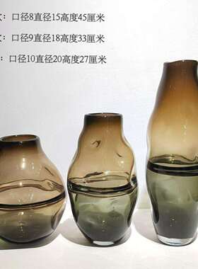 轻奢玻璃现欧式咖啡色花桌面插花工艺摆件装饰家居台面样板房