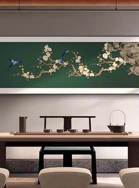 喜上枝头客厅装饰画新中式高级感沙发背景墙挂画横幅喜庆花鸟壁画