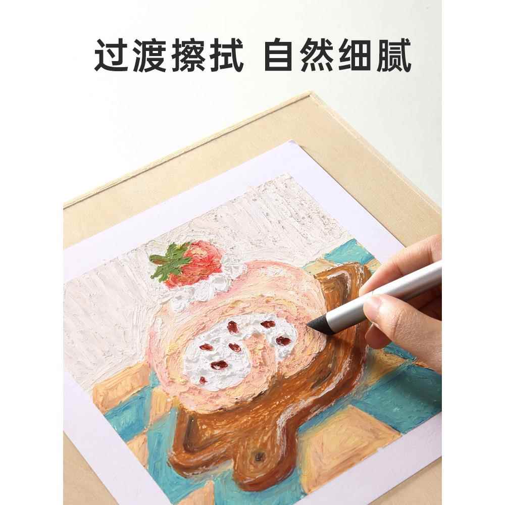 油画棒专用晕染笔重彩揉擦笔画画软头蜡笔过渡海绵工具擦球揉搓调色混色球可水洗圆头笔美术生油画擦笔涂抹笔-图3