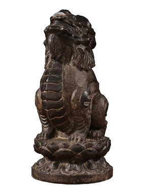 仿古石雕青石民俗怀旧莲花座朝天吼中式复古陈设文玩摆件摆饰收藏