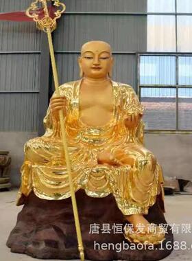 地铜藏菩萨作1.60090米贴金绘地藏菩萨寺庙寺院彩摆制件