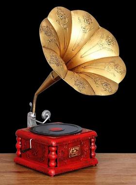 美式留声机摆件家居复古客厅北欧式怀旧轻奢道具电视柜酒柜装饰品