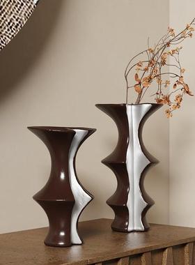 侘寂风新家布置陶瓷花瓶高级感新中式客厅茶几餐桌艺术花器