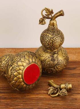 铜葫芦142件龙凤居开口铜芦一葫对家摆摆件