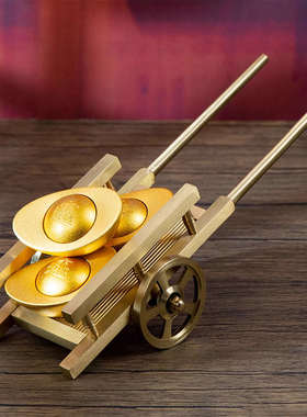 全铜手推车满载而归板车居室玄关办公室摆件五谷丰登创意铜工艺品