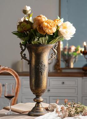 欧式复古金色花婚礼饰道具特色店餐厅桌面A2832铁艺装摆件花瓶插