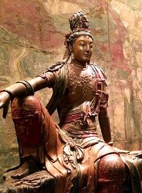 铸铜彩绘水月菩萨人物雕像定做户外工艺术品摆件寺庙景观艺术装饰