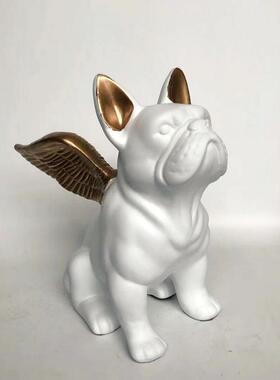 斗物牛饰品犬NA2104仿真飞狗树脂工艺品摆件桌面个性家居宠创意艺