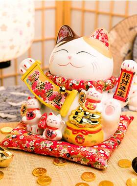 招财猫摆件开 业礼品自动摇手电筒动招手特大号店铺收银柜台家居