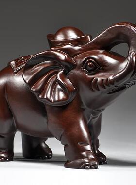 FJR01537黑檀客摆雕刻大象件一对木象家居厅店铺装饰红木木工艺品