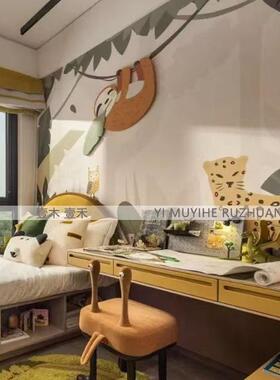 现代简约样板间儿童房男孩房创意恐龙主题软装饰品搭配桌面摆件