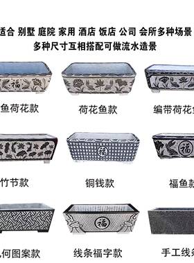 青石荷花缸庭院养鱼水槽石材养鱼缸造景洗手鱼池长方形石槽阳台