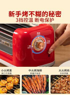 可口乐A-KC01H电串烧烤炉家用无烟烧烤架烤盘料烤肠可机烤小型烹