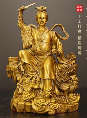 全铜黄铜九天玄女神像人物像摆件工艺品赵玄坛坐玄女元帅九天女神