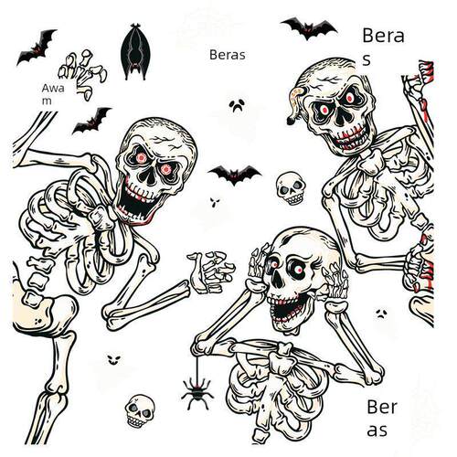 Decorate scary Halloween wall with skull pumpkin stickers - 图3