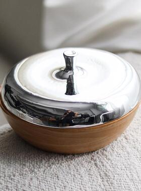 北欧仿实木储物罐干果盒糖果罐装饰盒样板房酒店售楼处前台装饰品