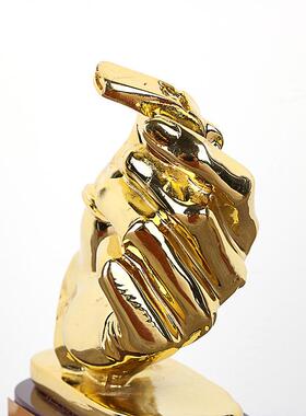 足球裁判员金口哨奖杯篮球赛事嘉奖纪念创意几何树脂电镀工艺品