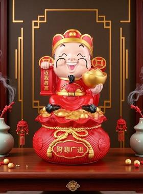 厂家销财神福袋存钱铺摆件树脂工艺品招财储蓄钱2508直袋罐商前台
