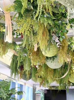 天花板餐厅吊顶装饰挂墙假花吊花仿真藤条花仿真绿植吊顶仿真藤蔓