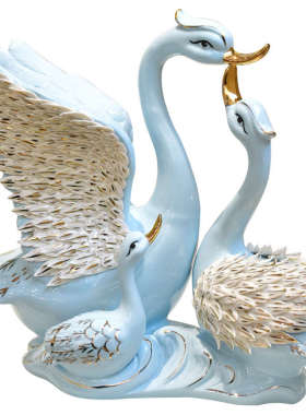 创意结婚礼物天鹅摆件客厅餐边柜电视柜酒柜玄关装饰动物陶瓷摆设