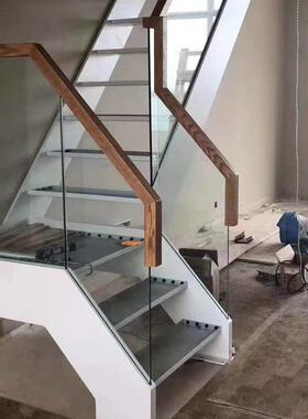 加工双钢板玻璃楼梯弧形旋转楼梯钢板玻璃扶手楼梯加工别墅楼梯