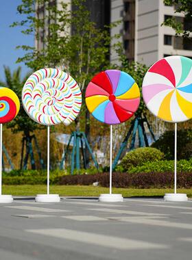 玻璃钢大型糖果气球棒棒糖爱心雕塑户外商场步行街美陈装饰摆件