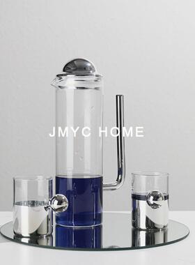 创意圆形酒壶酒具样板房餐桌客厅茶几玻璃醒酒器软装饰品轻奢摆件