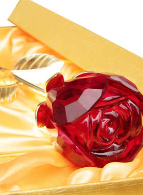 水晶玫瑰花 情人节礼物送女友礼盒创意结婚纪念日送老婆礼品摆件