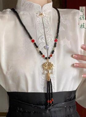 新中式璎珞长背云项圈古风汉服马面裙配饰明制流苏挂件长命锁吊坠