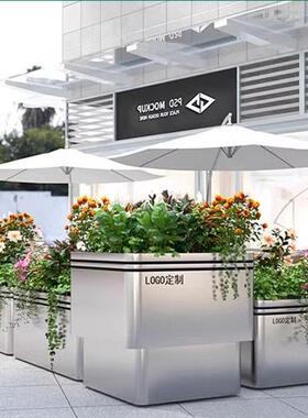 不锈钢花箱组合户外长方形商业街景观种植隔断花槽定制市政护栏花