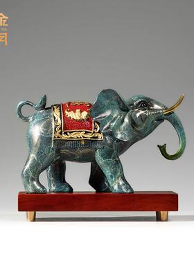 铜金岁月财富吉象黄铜大象摆件家居客厅大象铜装饰工艺品家居摆件