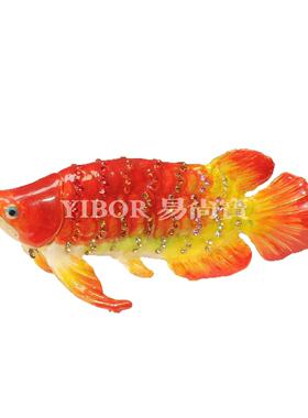 金属珐琅彩首饰盒金龙鱼小摆件中式特色手工艺品创意家居礼品